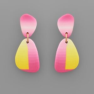 Abstract Teardrop Link Clay Earrings